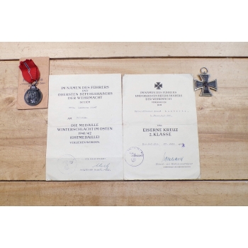 Medal za front wschodni i krzyż żelazny EK 2 z nadaniami